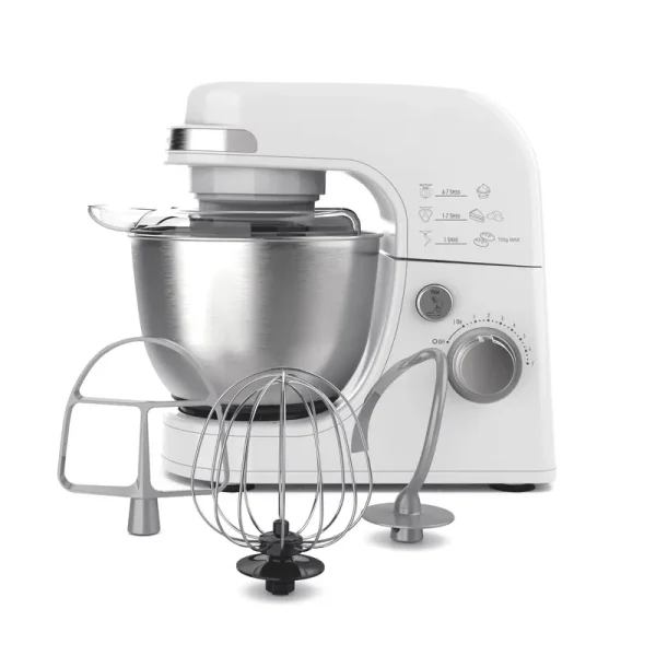 Hamilton Beach 4 Quart Stand Mixer for Kitchen, 7 Speeds, Tilt - Head, Dough Hook, Whisk & Flat Beater, White