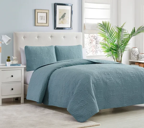 Mellanni Bedspread Coverlet Set Spa-Blue - Comforter Bedding Cover - Oversized 3-Piece Quilt Set (King/Cal King, Spa Blue)