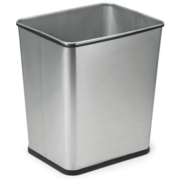 Polder 7 Gallon Square Trash Can, Brushed S/S,