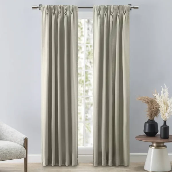Ricardo Grasscloth 2/Way Pinch Pleated w/Back Tabs Pair 100x63 Sage