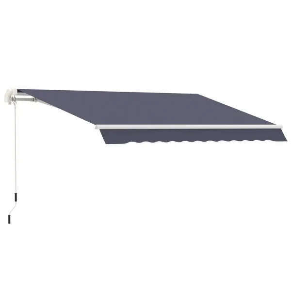 Outsunny 10' x 8' Manual Retractable Awning Sun Shade Shelter for Patio Deck Yard UV Protection and Easy Crank Opening Blue
