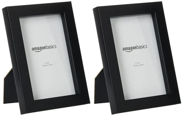 AmazonBasics Photo Picture Frame - 4" x 6", Black, 2-Pack