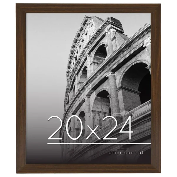 Americanflat 20x24 Poster Frame in Walnut with Polished Plexiglass - Horizontal and Vertical Formats with Included Hanging Hardware