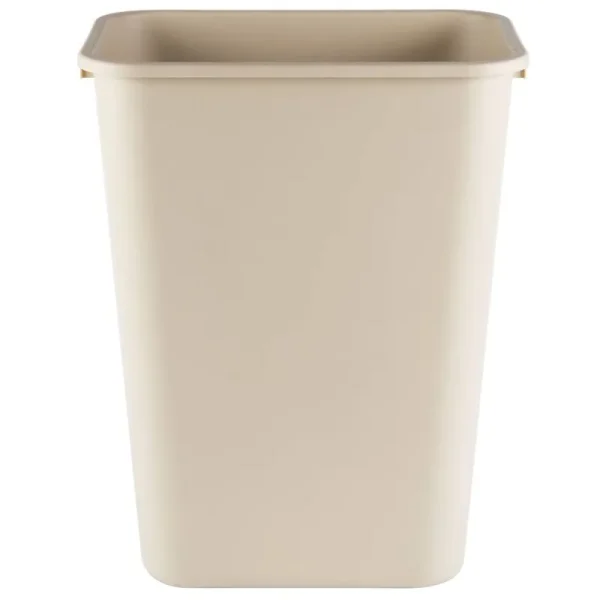 Rubbermaid Desk Side Rectangular Plastic Wastebasket, Beige, 10.25 gal