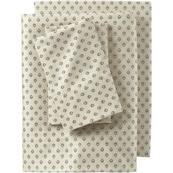 Lands' End 400 Thread Count Sateen Printed Sheet Set, Dark Beige, kg PC 2pk