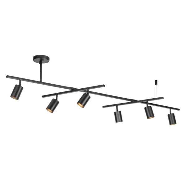 Globe Electric 59829 West 64" 6-Light Track Lighting Matte Black Center Swivel Bars
