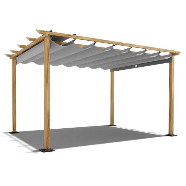 Lowe's 10-ft W x 13-ft L x 7-ft 3-in H Gray Metal Freestanding Pergola with Canopy Polyester | EL-ZPPLR1013-H-WL3