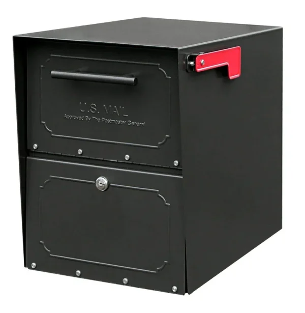 Architectural Mailboxes 6200B-10 Oasis Jr. Locking Post Mount Mailbox Black