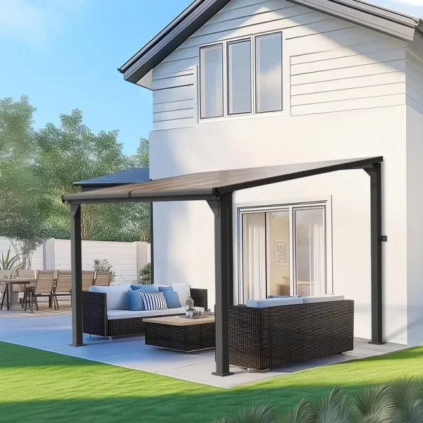 10 Ft.10 Ft. Hardtop Outdoor Gazebo Pergola Aluminum Framed with Sloping Pitched Roof for Garden, Patio