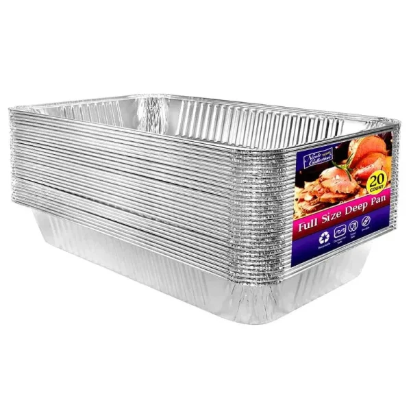 Aluminum Pans Full size, Large Disposable Roasting & Baking Pan, 21x13 Deep Foil Pans (20 Pack) Extra Heavy Duty Chafing Trays for Hotels, Restaurants