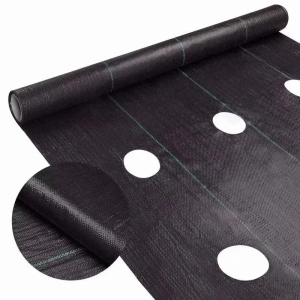 4 ft. x 100 ft. Easy-Plant Weed Block Mulch Weed Barrier Fabric with Planting Hole 4 in. Dia.
