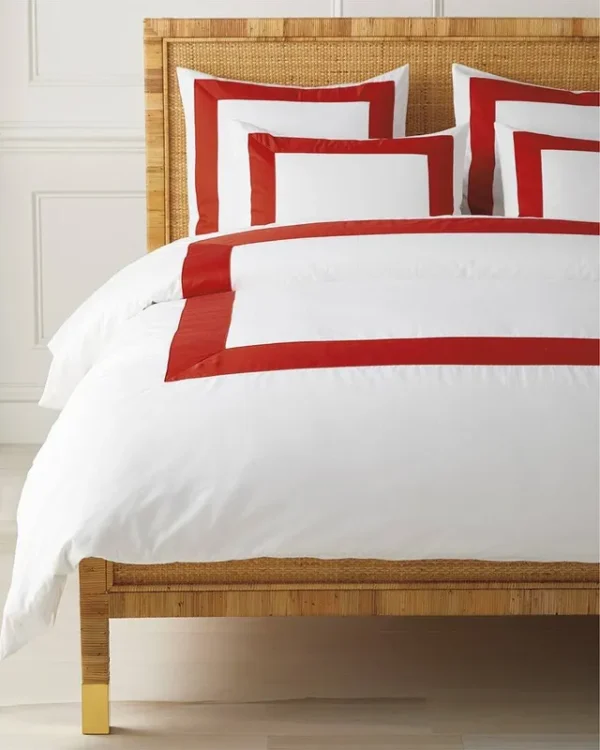 Serena & Lily Beach Club Border Percale Duvet - Red - King