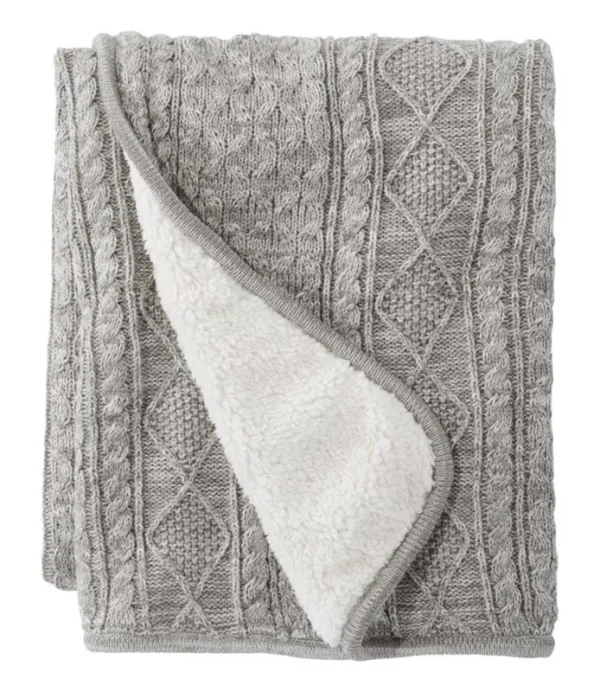 Fisherman Cabled Fleece Throw Feldspar, Polyester | L.L.Bean