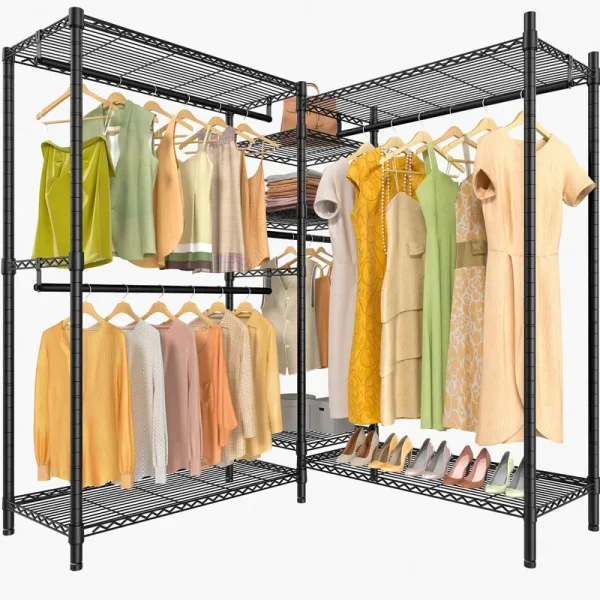 VIPEK L6 Plus Garment Rack Heavy Duty Clothes Rack Corner Closet Rack L Shaped Clothing Rack, Max Load 1130Lbs - Black