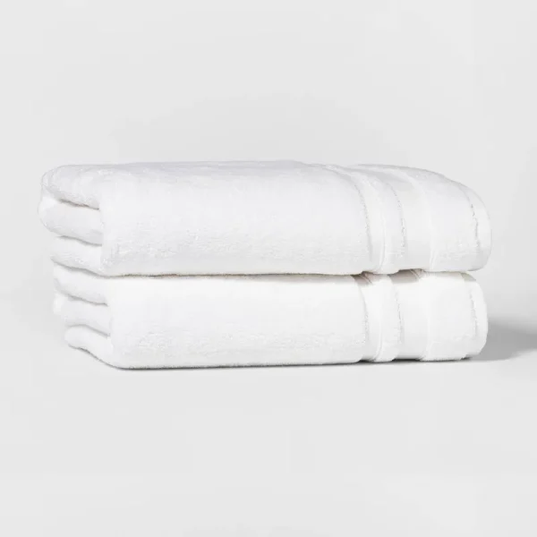 Threshold Performance Bath Towel Set, 2pk, White