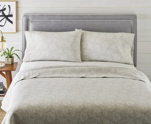 Better Homes & Gardens 300 TC 100% Cotton Standard Pillowcase Set of 2, Grey Sketchy Jacobean, Size: King Pillowcase, Gray