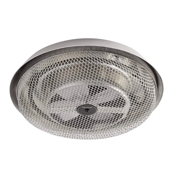 Broan 1250 Watt Ceiling Mounted Electric Fan Heater, Silver
