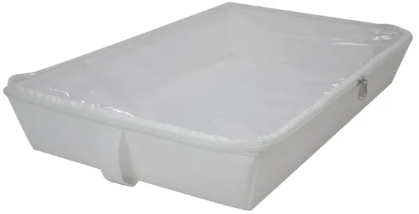 Mainstays White Fabric Under Bed Storage Bin Organizer with Lid