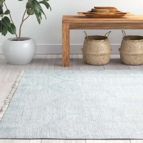 Kurtis Hand-Knotted Light Blue Area Rug Mistana Rug Size: 3'6" x 5'6"