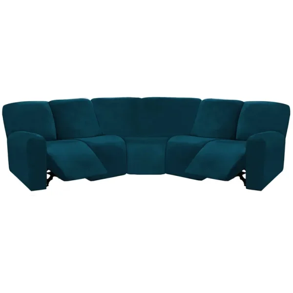 ULTICOR 7-Piece Sectional Recliner Sofa Covers, Velvet Stretch Reclining Couch Covers for Reclining L Shape Sofa, Thick, Soft, Washable (deep Teal,