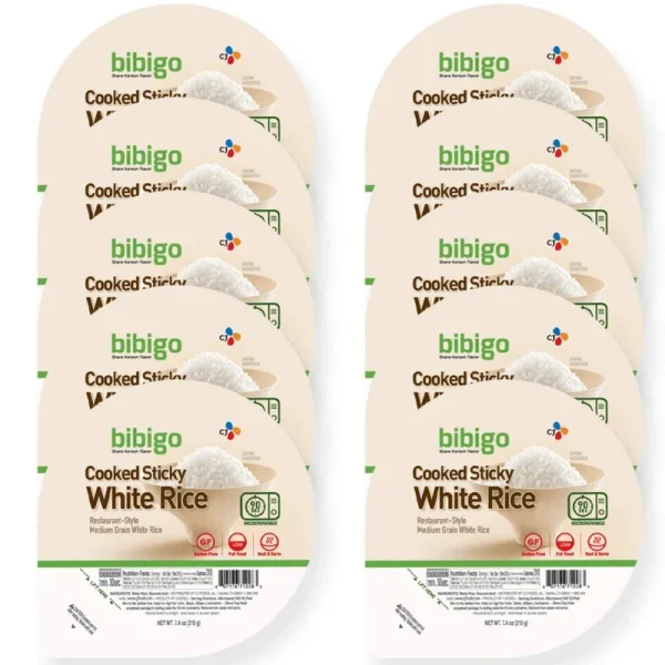 Bibigo Restaurant-Style Cooked Sticky White Rice 7.4-Ounce Bowls (Pack of 10)