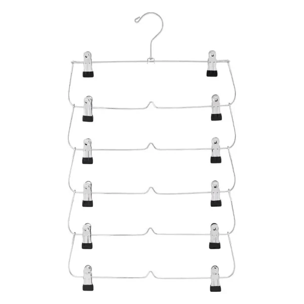 USTECH 6 Tier Skirt Hanger - 4 Pack, Silver