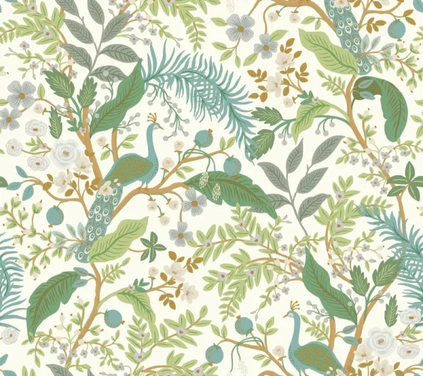 Rifle Paper Co. Peacock Garden White Peel and Stick Wallpaper