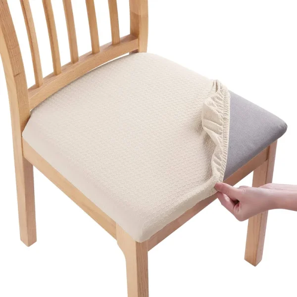 smiry Stretch Spandex Jacquard Dining Room Chair Seat Covers, Removable Washable Anti-Dust Dinning Upholstered Chair Seat Cushion Slipcovers - Set of