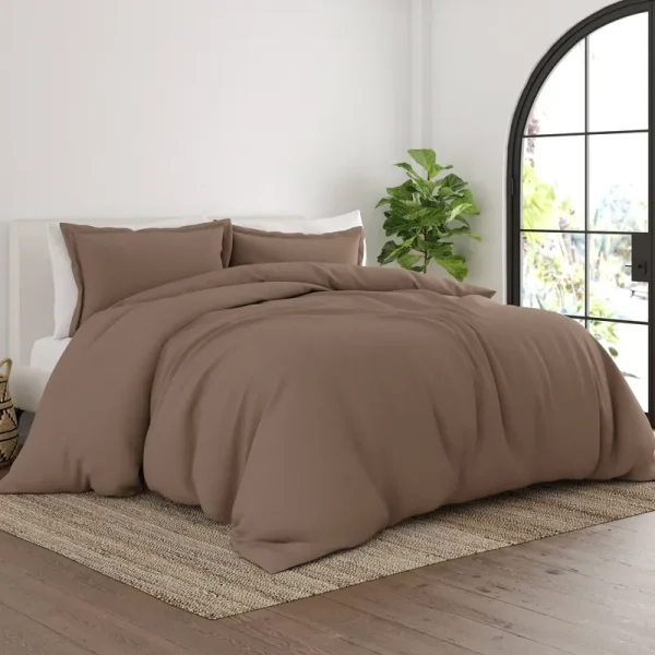 Merit Linens Luxury Ulta Soft 3 Piece Duvet Cover Set Taupe King/California King