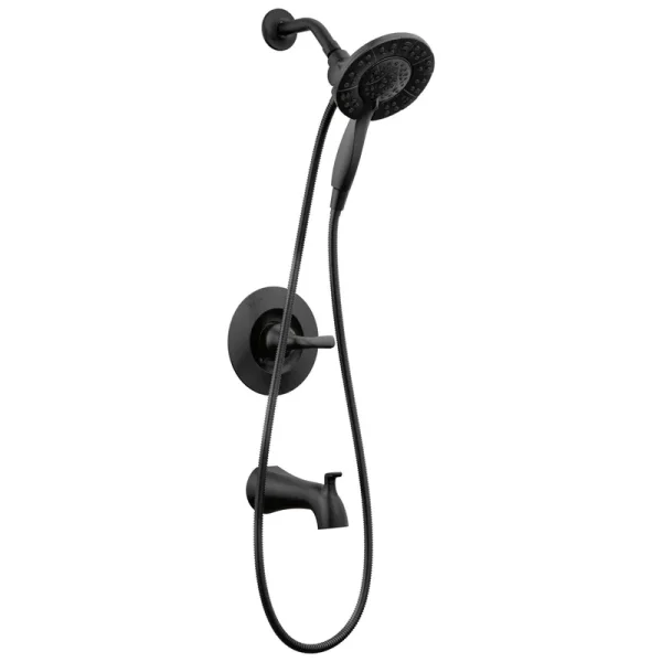 Delta Arvo Matte Black 1-Handle Bathtub and Shower Faucet with Valve