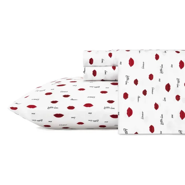 Betsey Johnson Love Lips Red Full Sheet Set