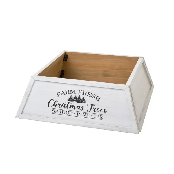 Glitzhome 32"L White Trapezoid Farm Fresh Christmas Tree Collar