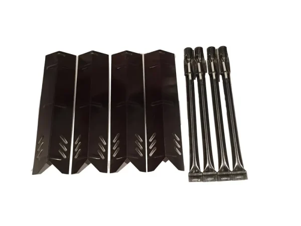 Set of Four Stainless Steel Replacement Heat Plates and Four Burners with Electrodes for Uniflame, DynaGlo, Better Home and Garden and Backyard Grill