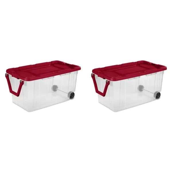 Sterilite 160 Qt. Wheeled Storage Box Infra Red Set of 2, Size: 36 3/4 inch Large x 21 3/8 inch W x 18 inch H