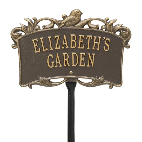 Personalized Song Bird Garden Lawn Plaque - Bronze/Gold