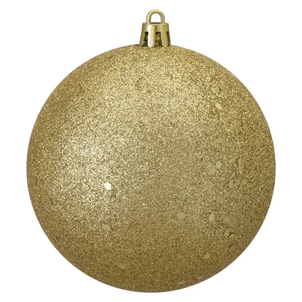 Vegas Gold Holographic Glitter Shatterproof Christmas Ball Ornament 4 inch (100mm)