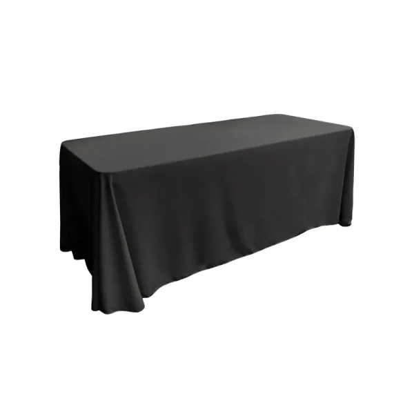 La Linen Polyester Poplin Rectangular Tablecloth 90" x 132" Black