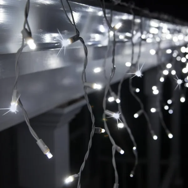 70 5mm LED Icicle Lights Cool White Twinkle White Wire