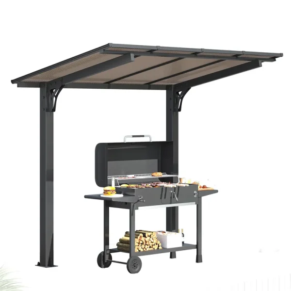 AECOJOY 8' x 5' Gazebo Outdoor Pergola for Patio, Freestanding Lean to Hard Top Grill Gazebo
