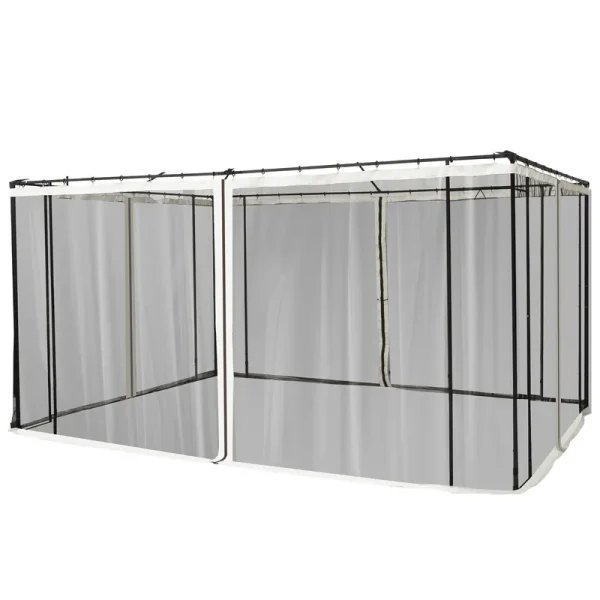 Outsunny Replacement Mesh Mosquito Netting Screen Walls for 10' x 12' Patio Gazebo 4-Panel Sidewalls with Zippers Wall Only Can
