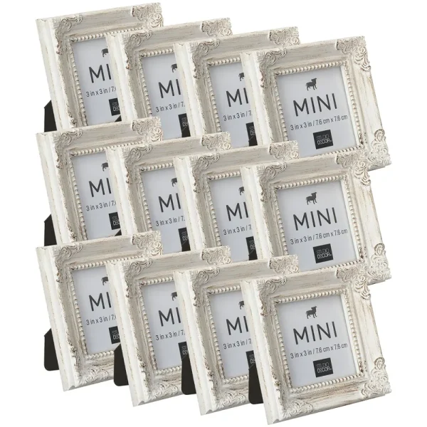 White Leaf Corner Accents Mini Frame by Studio D��cor - Decorative Picture Frame for Home, Office, Living Room - Bulk 12 Pack