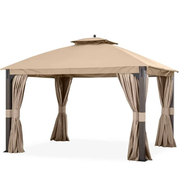 Garden Winds - Shadow Creek Gazebo Beige Replacement Riplock Canopy & Side Mosquito Netting Set