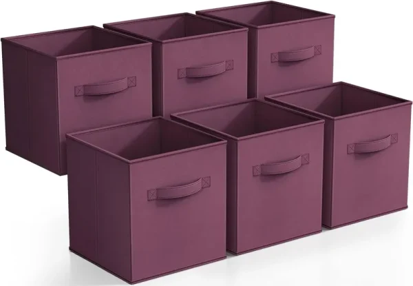 Sorbus Foldable Storage Cube Basket Bin (6 Pack, Purple)