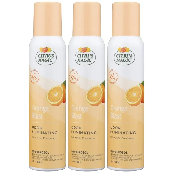Citrus Magic 3-Pack Natural Odor Eliminating Air Freshener Spray, Fresh Orange, 3-Ounce