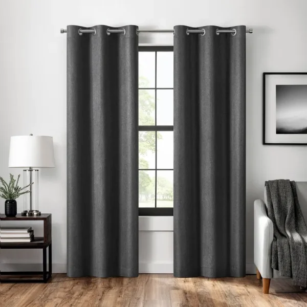 Eclipse Magnitech Welwick Herringbone 100% Blackout Grommet Magnetic Closure Window Curtain Panel, 40X63