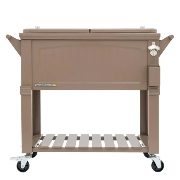 Permasteel 80 Qt. Antique Rolling Patio Cooler, Taupe