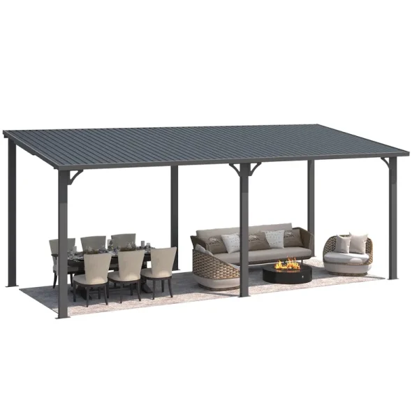 AECOJOY 20' x 8' Hardtop Gazebo Outdoor Pergola Lean to Metal Pergolas