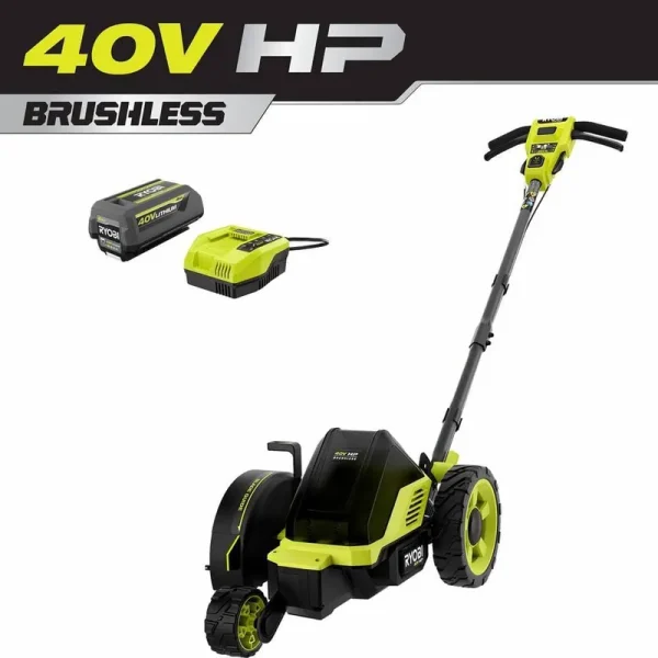 40V HP Brushless Stick Edger with Extra Edger Blade, 4.0 Ah Battery. and Charger
