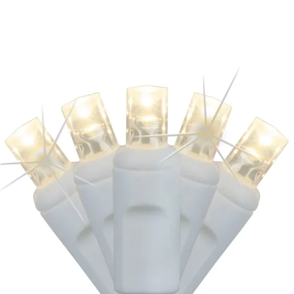50 5mm Warm White SoftTwinkle TM LED Christmas Lights, White Wire, 4"