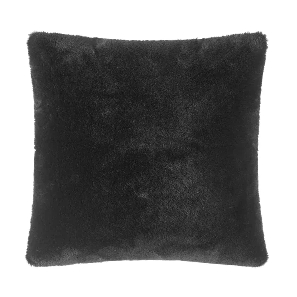 Mainstays Super Soft Rabbit Faux Fur Square Decorative Pillow - Black - 18 x 18 in